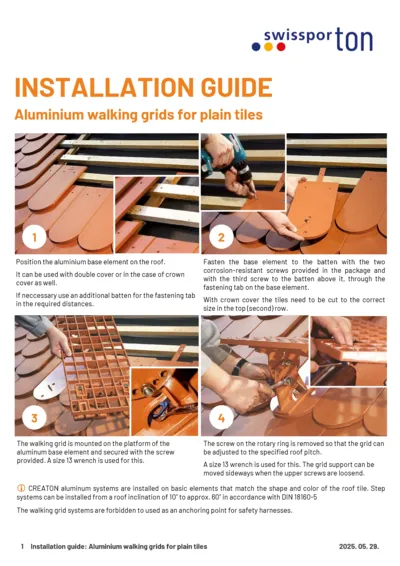 Installation guide ALU walking grids Plain tiles 2025 EN