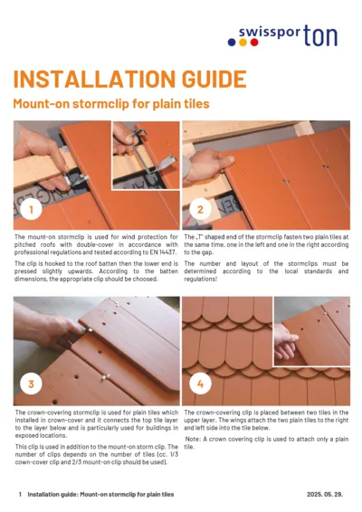 Installation guide Mount on stormclip Plain tiles 2025 EN