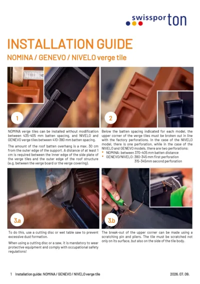 Installation guide NOMINA, GEENVO, NIVELO Verge tile 2026 EN
