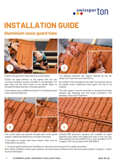 Installation guide ALU Snow guard tube 2025 EN