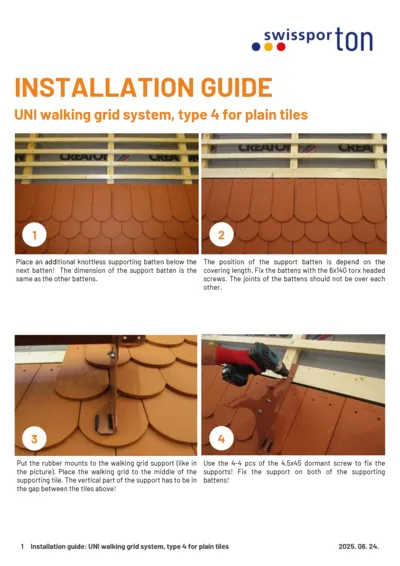 Installation guide UNI walking grid type 4 Plain tiles 2025 EN